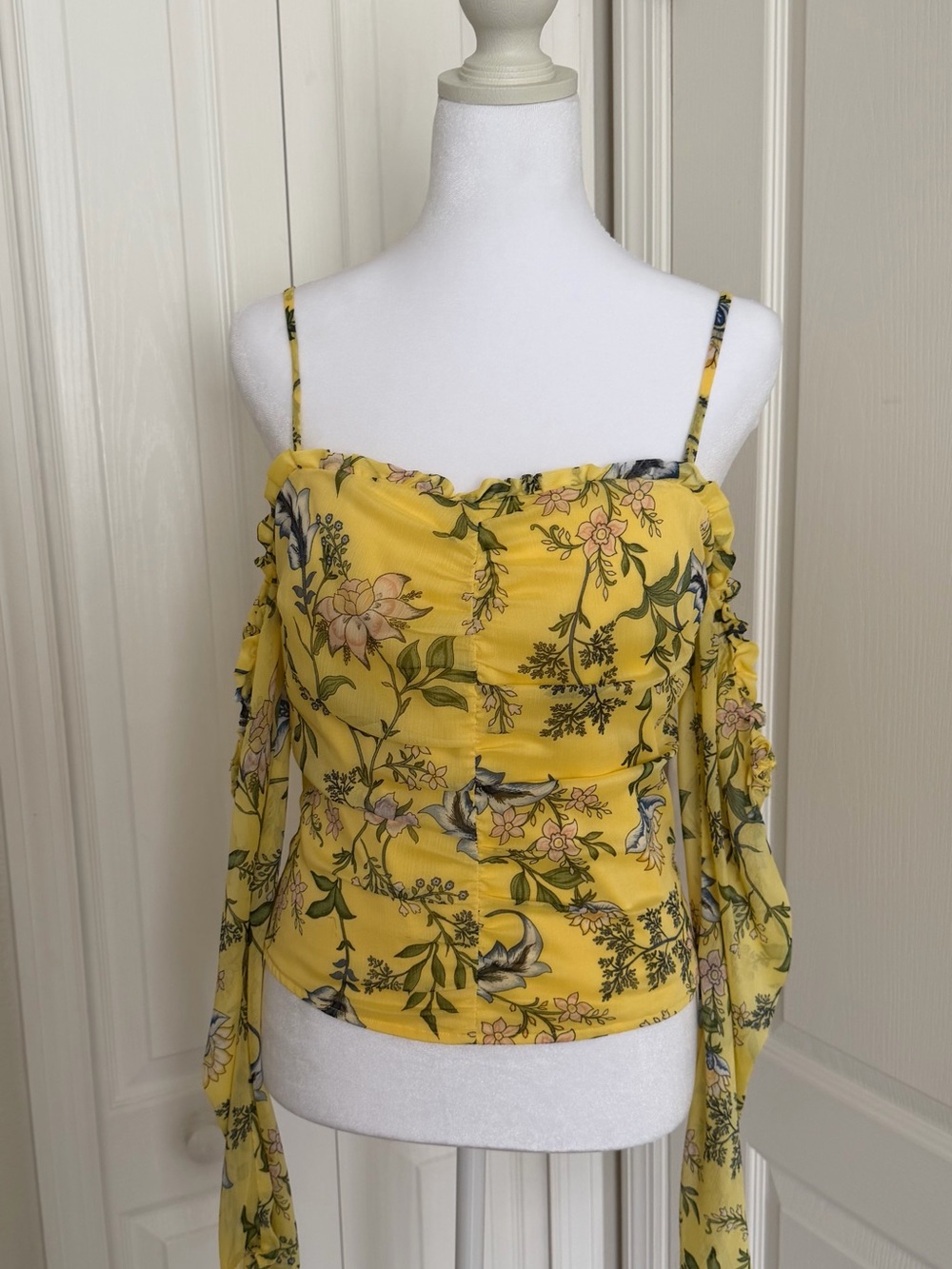Guess Yellow Floral Cold-Shoulder Cami